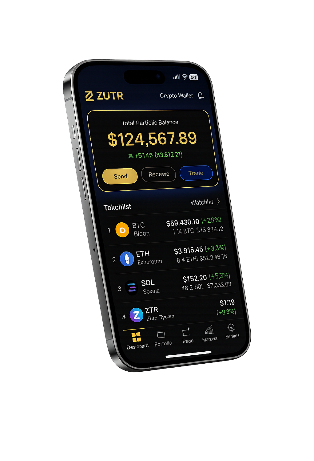 ZUTR Hot Wallet App Interface